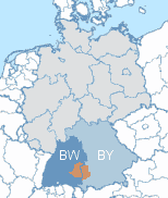 Lage der Region Donau-Iller in Deutschland